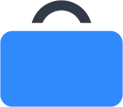 a blue background with a black object in the middle.