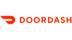 a red doordash logo on a black background.
