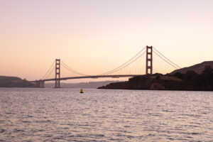 A bridge over a body of water.