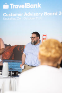 A group of people at a travelbank customer advisory board event.