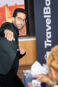 A man wearing a black jacket.