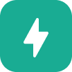 A lightning bolt icon on a green square.