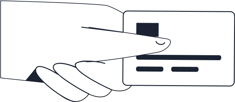 A hand holding a corporate credit card.
