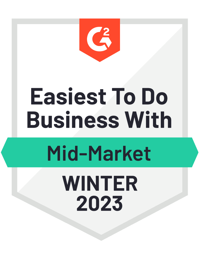 The easiest to do business with corporate travel management winter 2023 badge.