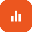 An orange square with a bar graph icon.