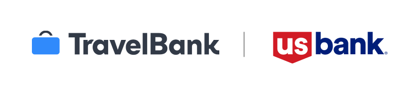 Logos of TravelBank and U.S. Bank side by side, separated by a vertical line.