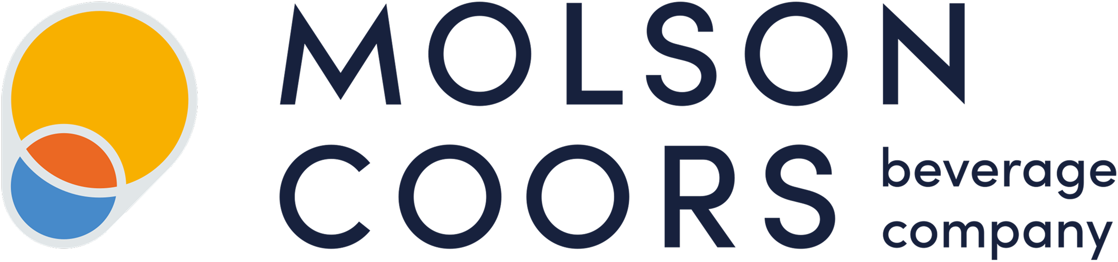 Molson Coors Beverage Company logo featuring overlapping yellow, orange, and blue circles next to the company name in bold, capital letters.