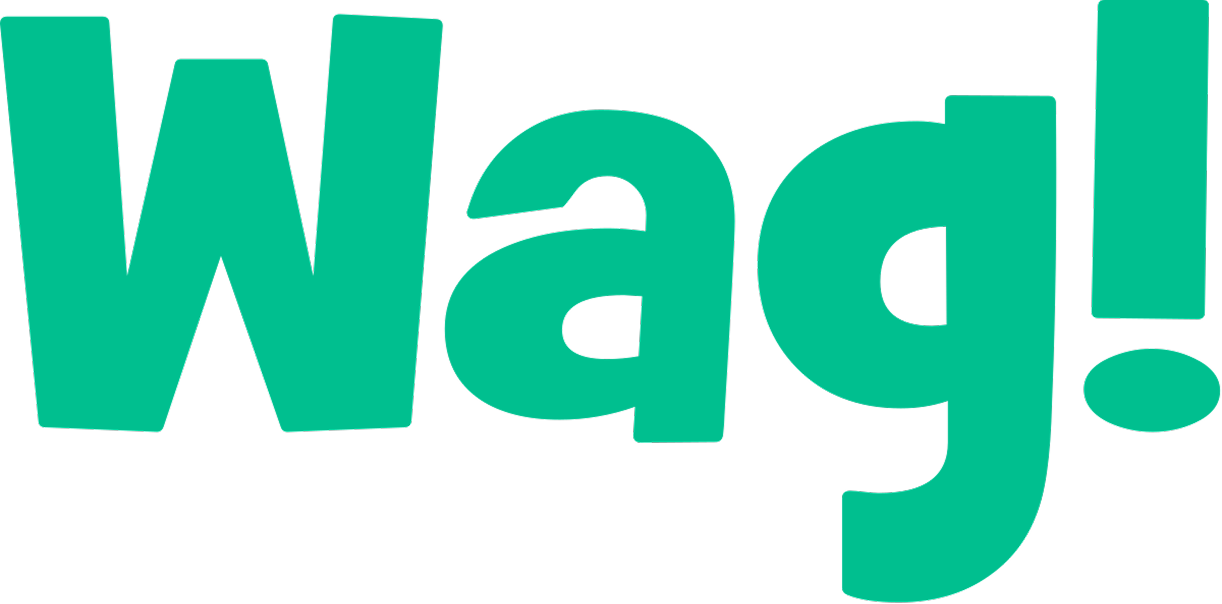 The word "Wag!" is displayed in large, bold, green letters on a transparent background.