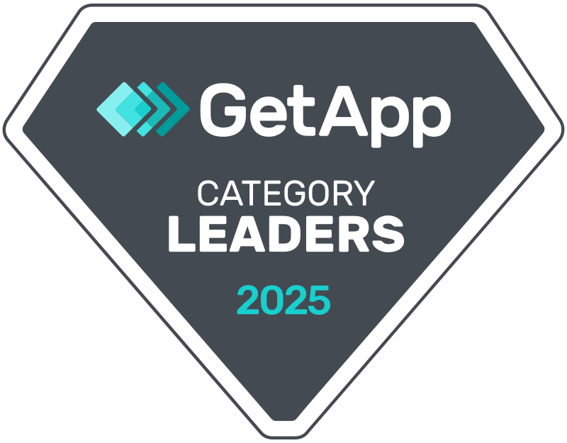 Diamond-shaped GetApp badge displaying 