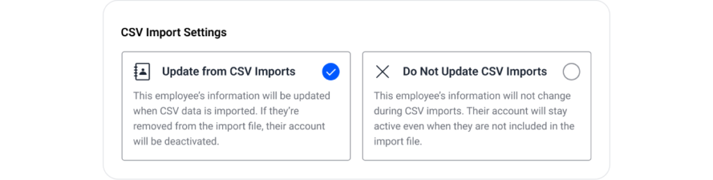 CSV Import Settings options: 